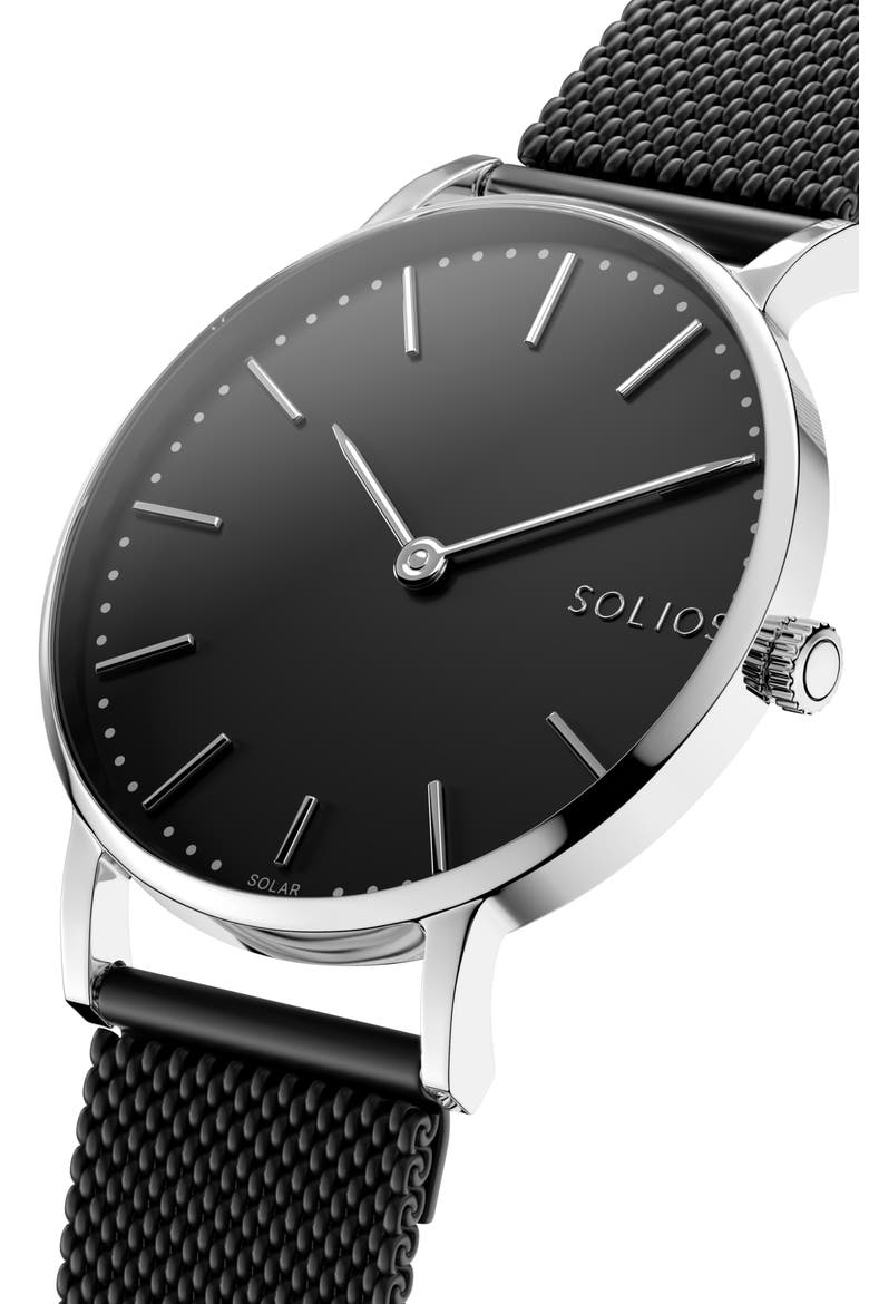 The Solar Classic | Black Dial - Silver Case, Alternate, color, Black Mesh Metal