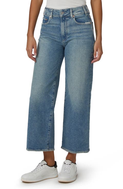 Sasha Distressed Wide Leg Ankle Jeans (Cats Meow)