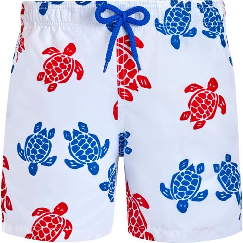 Vilebrequin Boys' Jim Jim Multi Color Turtle Swim Trunks - Little Kid, Big Kid In Blanc