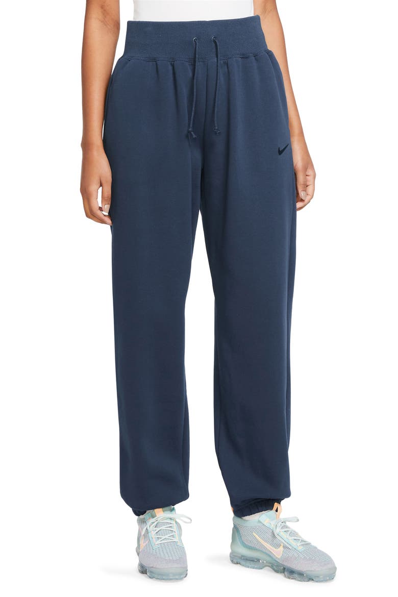 Sportswear Phoenix High Waist Fleece Sweatpants, Main, color, MIDNIGHT NAVY/ BLACK