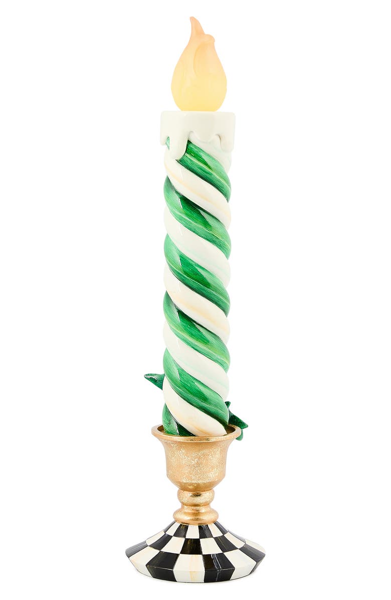 MACKENZIE CHILDS Check It Out Illuminated Candle Decoration, Alternate, color, Green