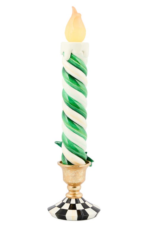 Mackenzie-childs Mackenzie Childs Check It Out Illuminated Candle Decoration In Green