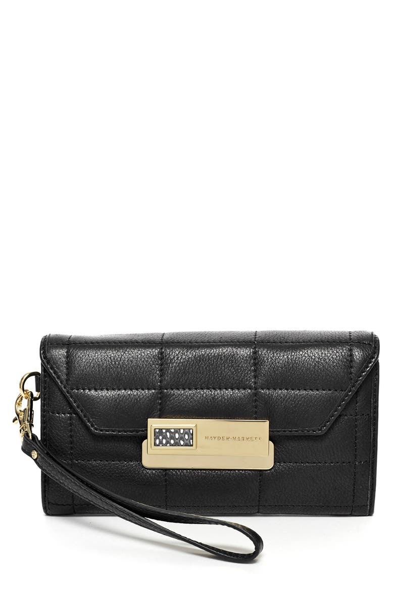 'Ellis' Quilted Leather Wallet, Main, color, BLACK
