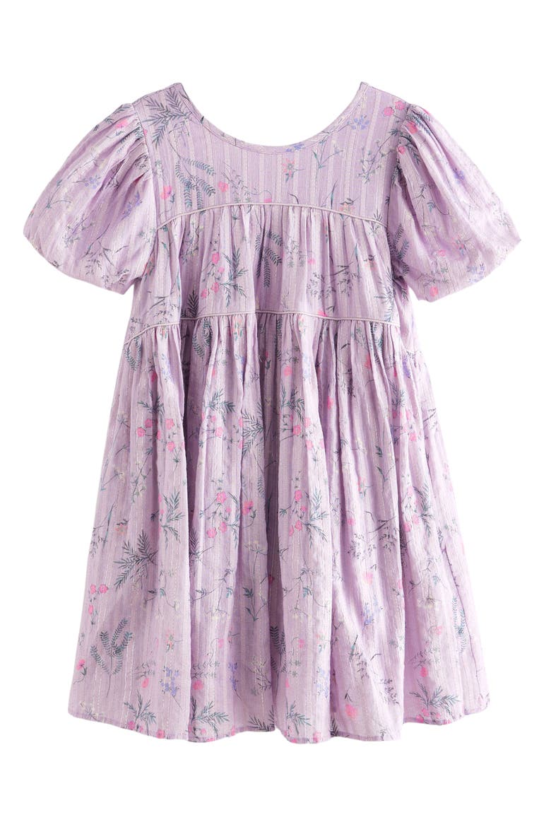 Kids' Croswell Shimmer Stripe Babydoll Dress, Alternate, color, LILAC FLORAL