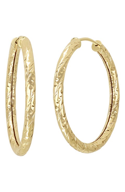 14K Gold Textured Hoop Earrings (Online Trunk Show)