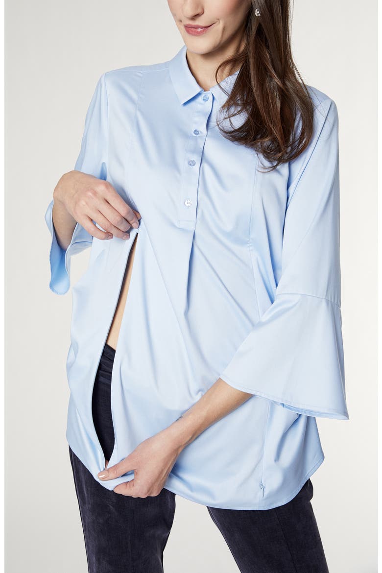 Olivia Bell Cuff Maternity/Nursing Shirt, Alternate, color, BLUE