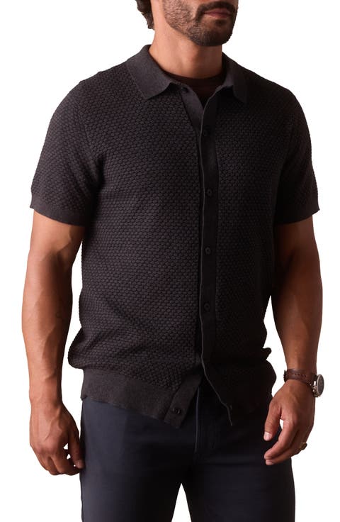 Robles Jacquard Knit Short Sleeve Button-Up Shirt