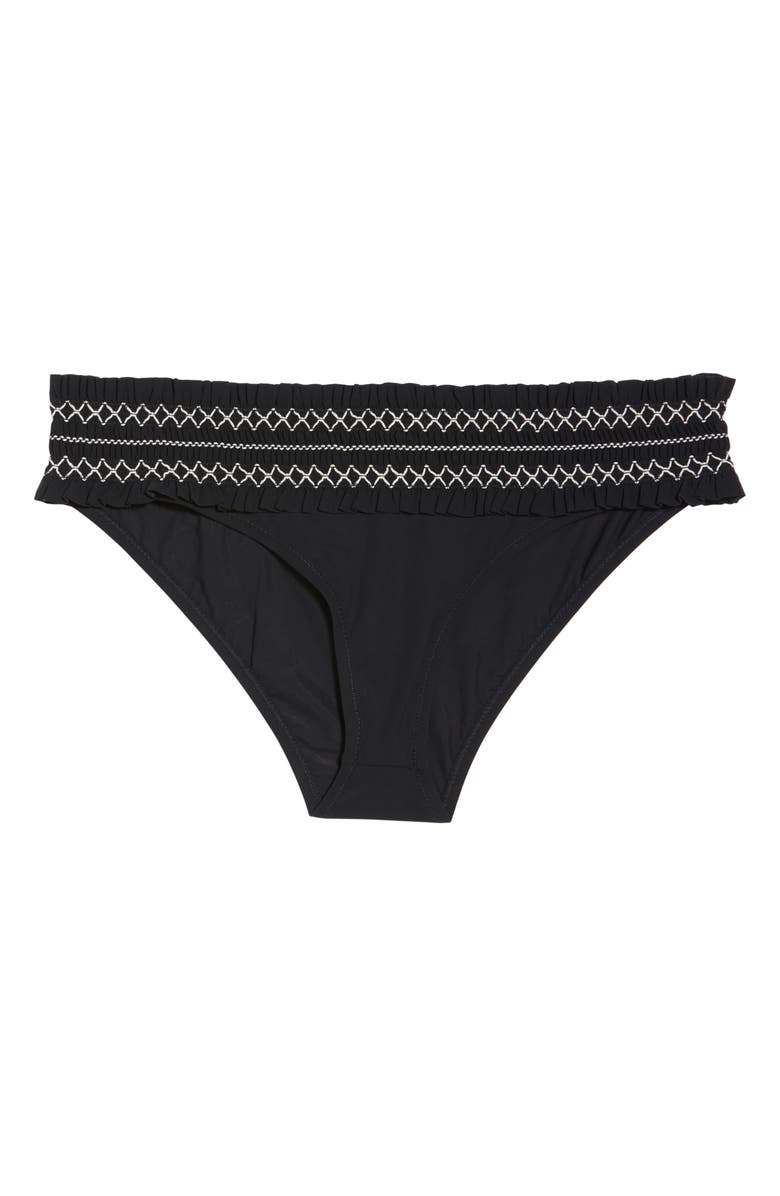 Tory Burch Costa Smocked Hipster Bikini Bottoms, Alternate, color, 