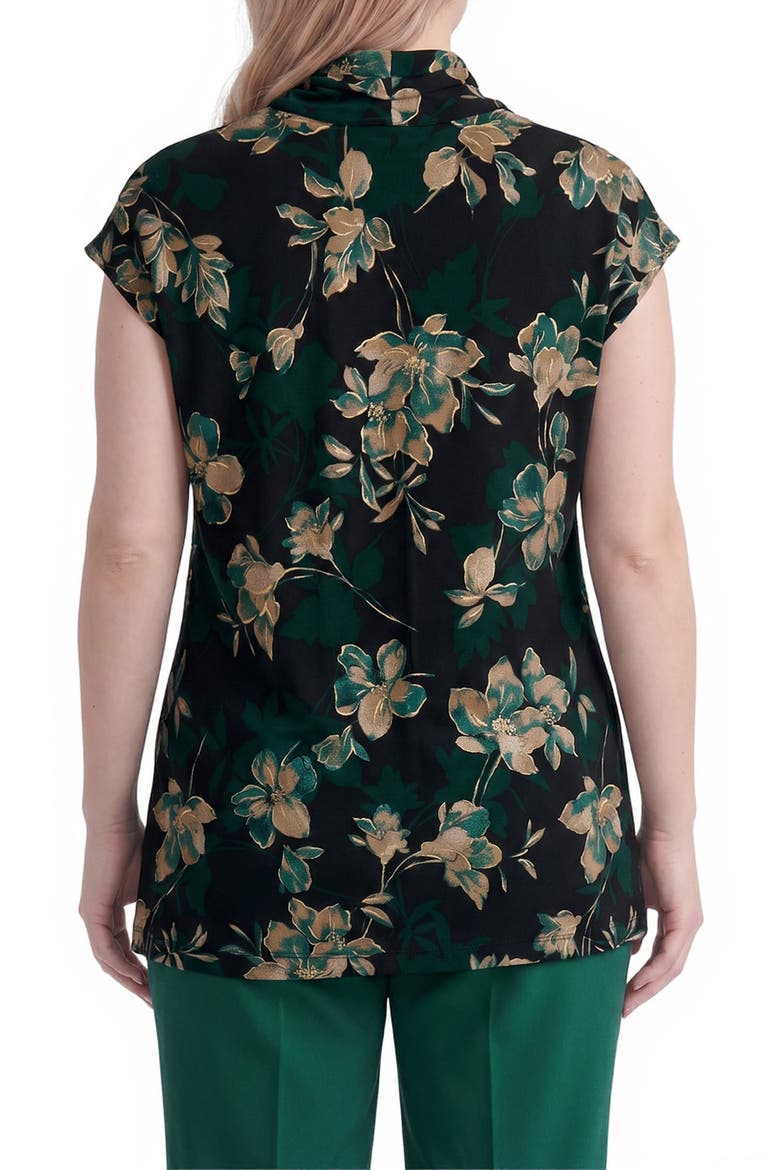 Foil Print Funnel Neck Top, Alternate, color, EVERGREEN MULTI