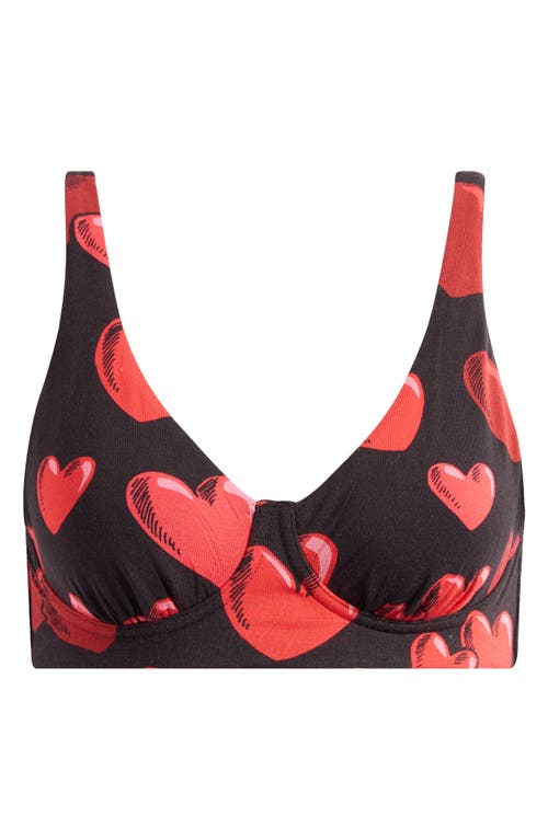 Meundies Feelfree Longline Bralette In Floating Hearts