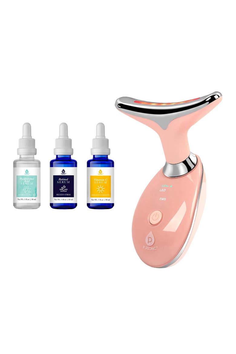 7-in-1 LED Beauty Device & Anti-Aging Serum Set Bundle, Main, color, Multicolor