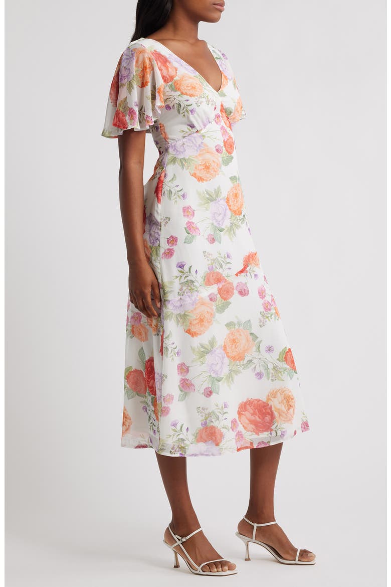 Flutter Sleeve Maxi Dress, Alternate, color, WHITE