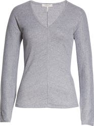 rag & bone The Bias Rib Knit Long Sleeve V-Neck Top