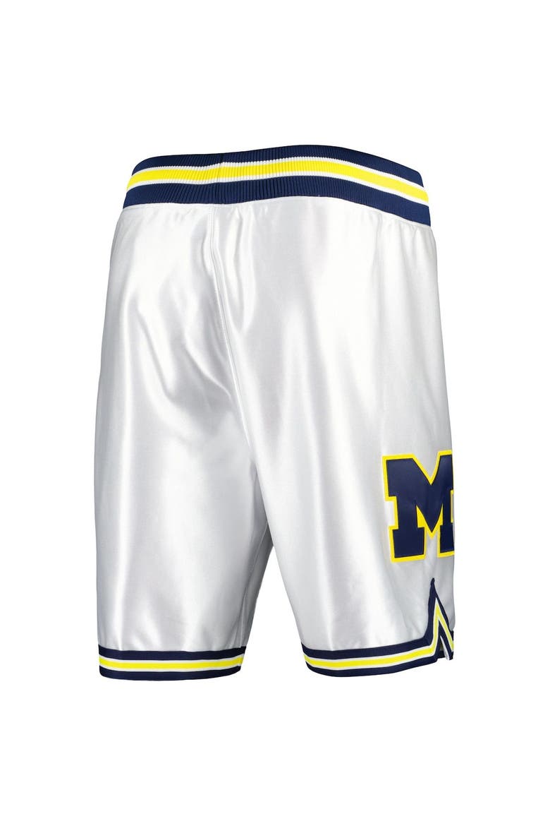Men's Mitchell & Ness White Michigan Wolverines 1991 Shorts, Alternate, color, White