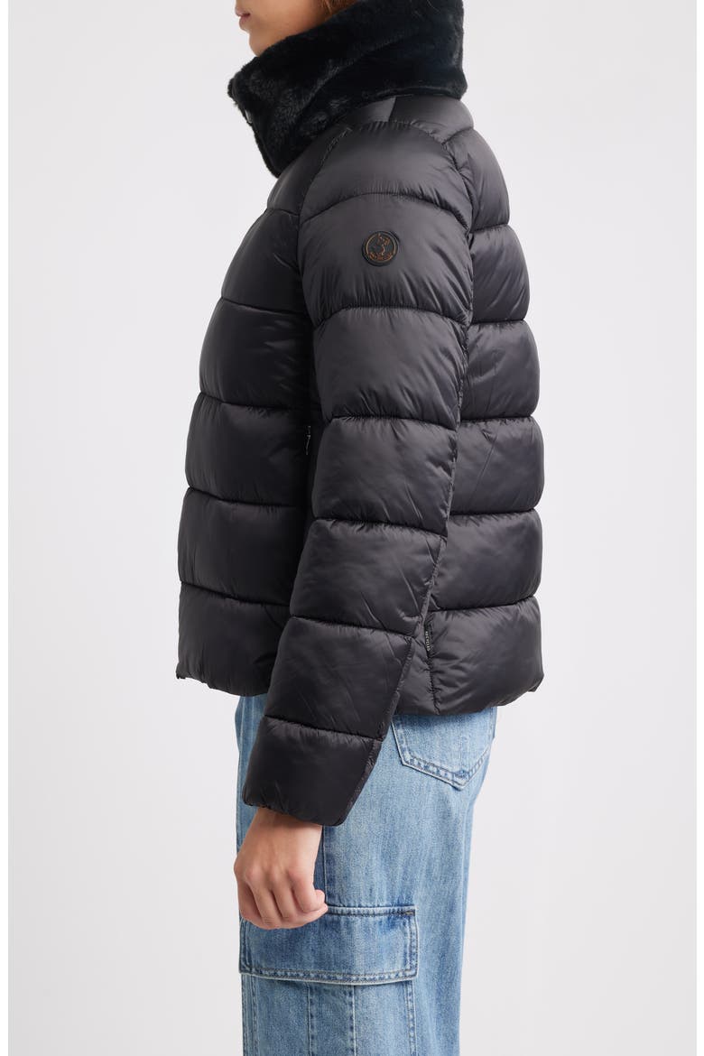 Mei Faux Fur Collar Waterproof Quilted Jacket, Alternate, color, BLACK
