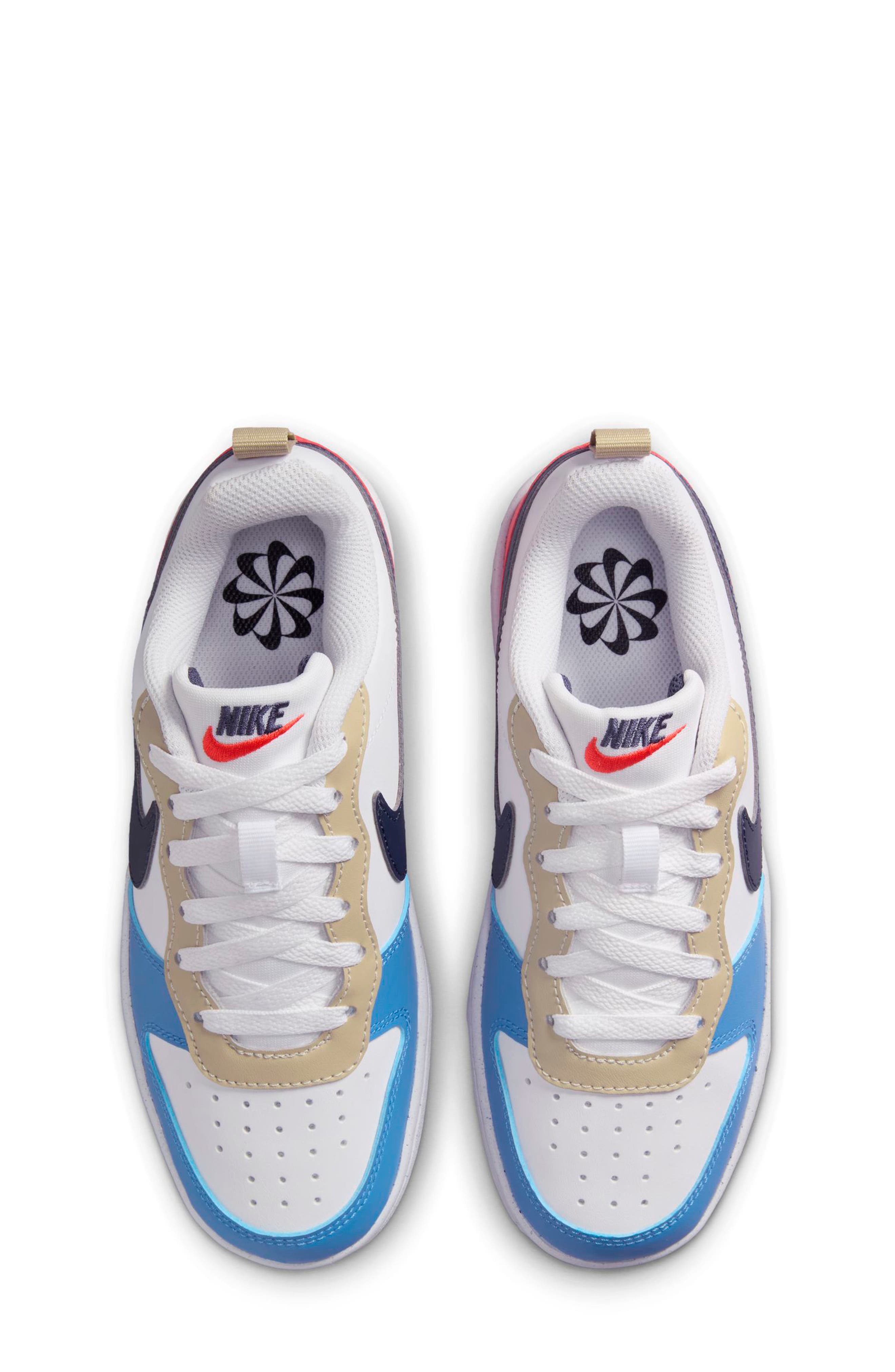 Nike Kids' Court Borough Low Top Sneaker, Alternate, color, White/ Thunder Blue/ Crimson