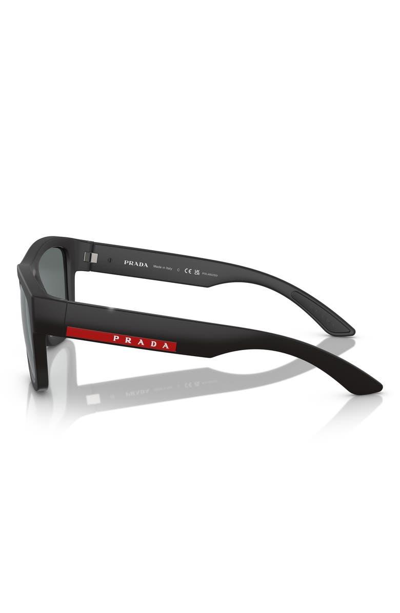 Prada 53mm Polarized Pillow Sunglasses, Alternate, color, Rubber Black