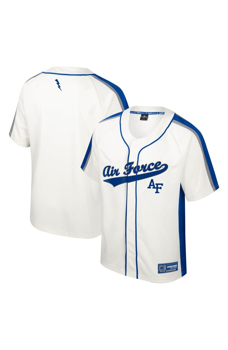 COLOSSEUM Men's Colosseum Cream Air Force Falcons Ruth Button-Up Baseball Jersey, Main, color, 