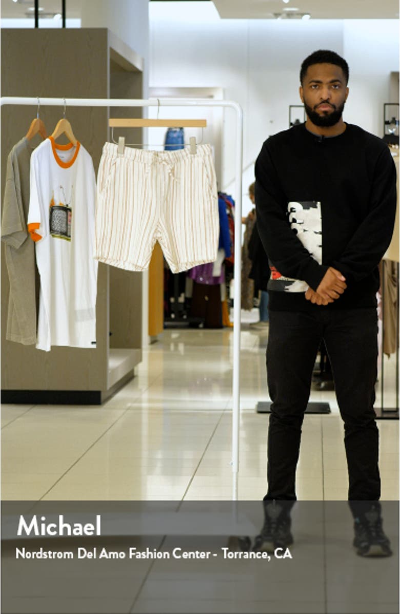 Textured Stripe Slim Fit Cotton Shorts, sales video thumbnail