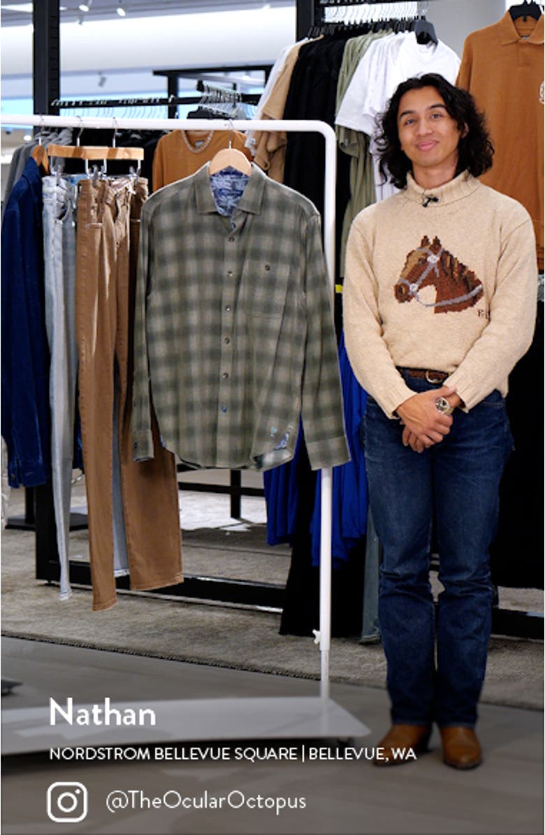 Coastline Cord Ombré Check Cordury Button-Up Shirt, sales video thumbnail