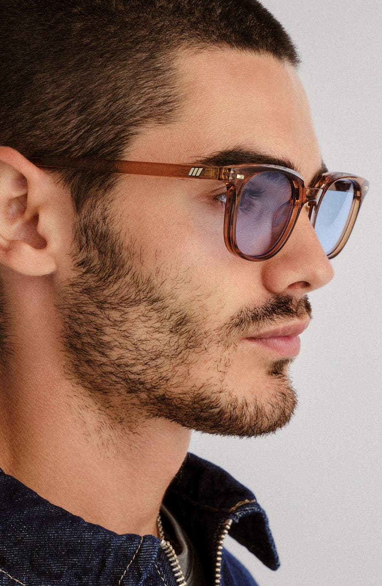 Le Specs Le Resolu 51mm D-Frame Sunglasses, Alternate, color, Barley / Sky Blue Tint