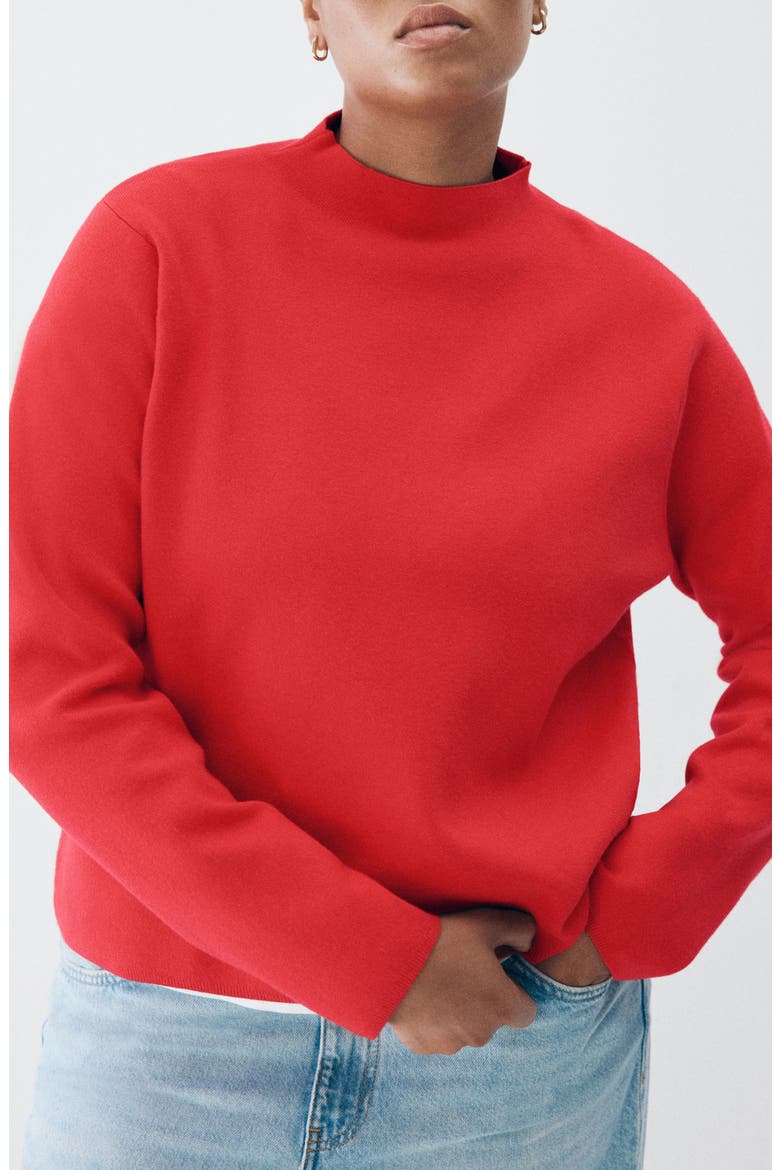 Mock Neck Sweater, Main, color, RED