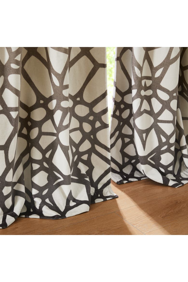 Ethereal Tangle Velvet Blackout Window Panel, Alternate, color, Ivory/Brown