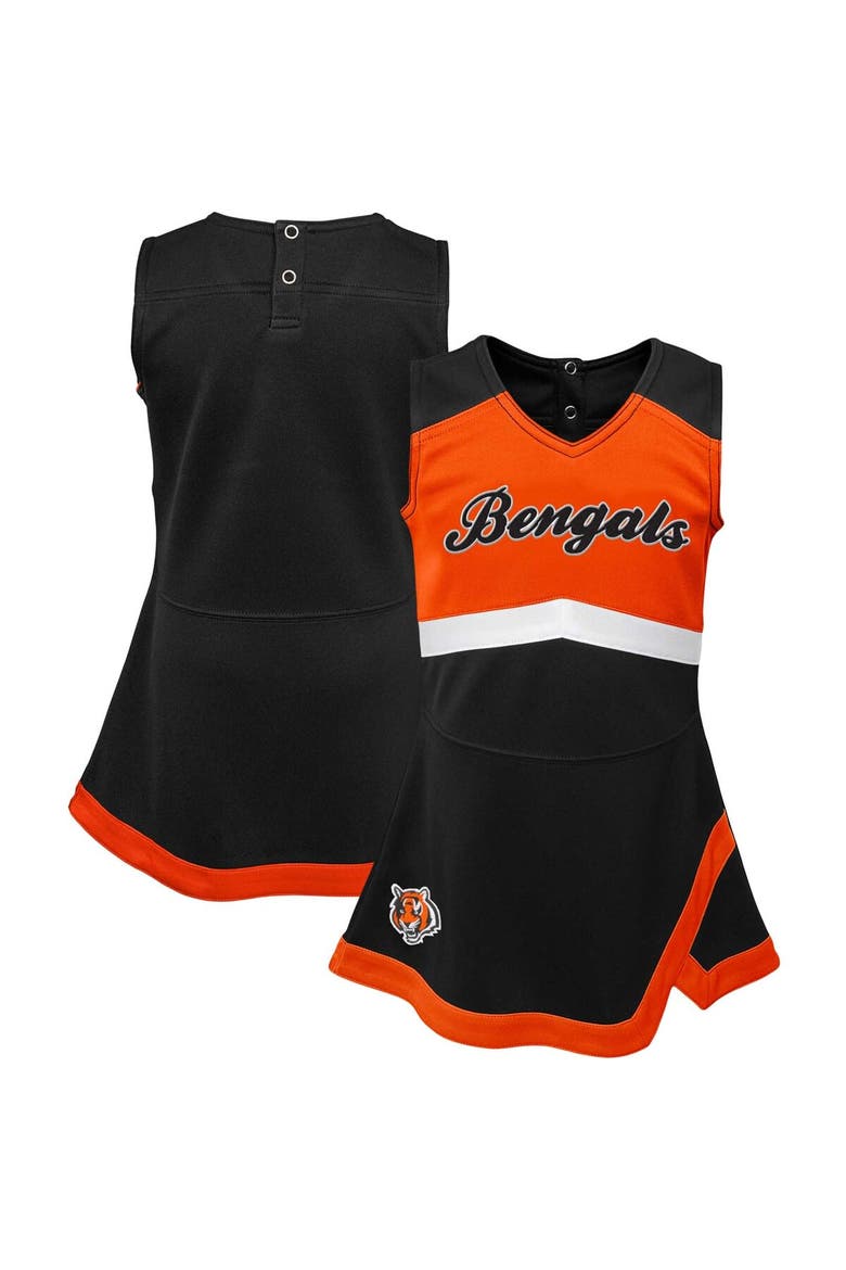 Girls Infant Black Cincinnati Bengals Cheer Captain Jumper Dress, Main, color, Black