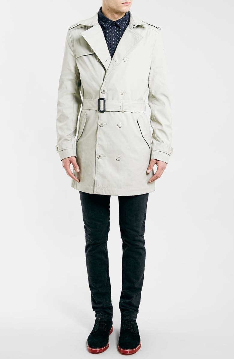 Topman Double Breasted Mac Jacket, Alternate, color,