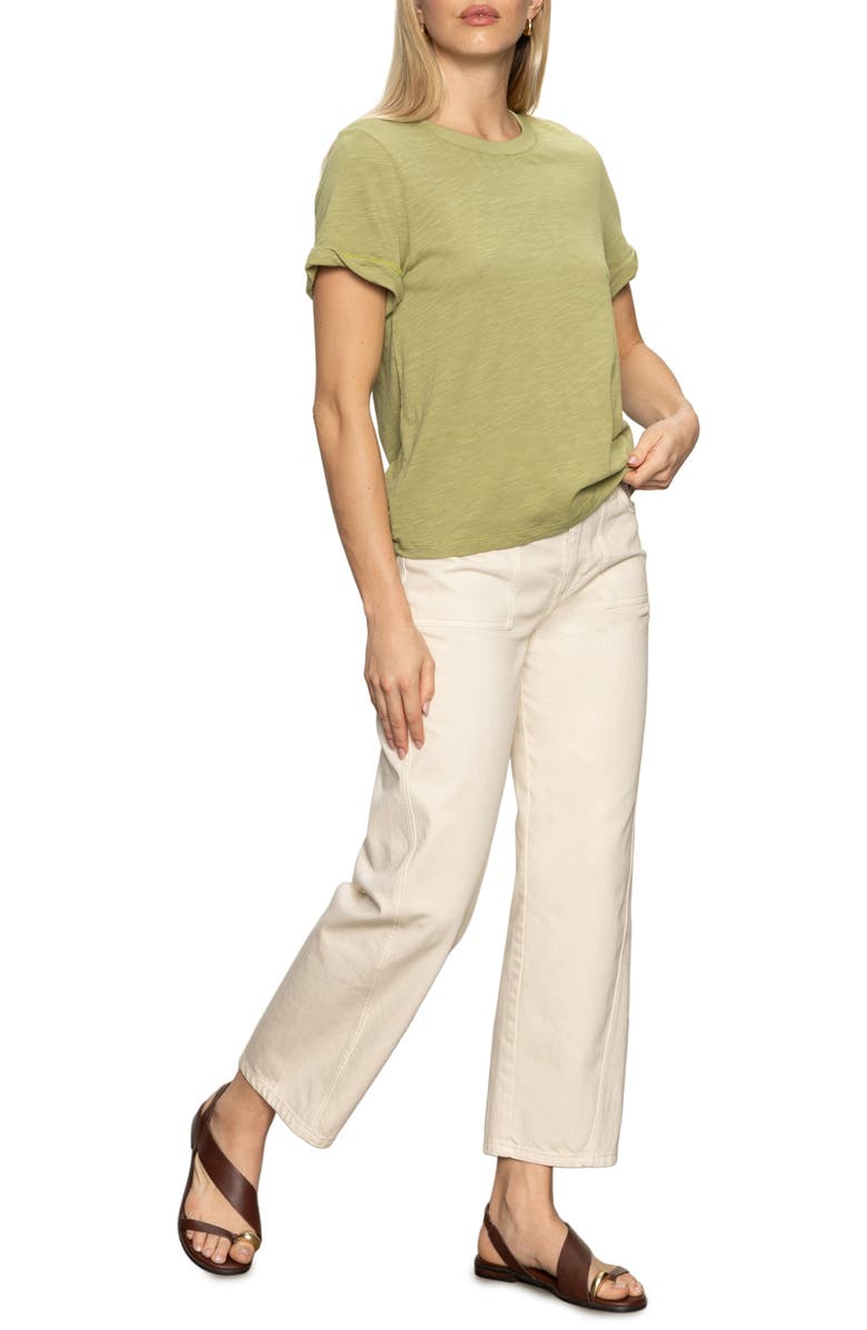 Sanctuary Perfect Roll Sleeve Cotton T-Shirt, Alternate, color, Bamboo