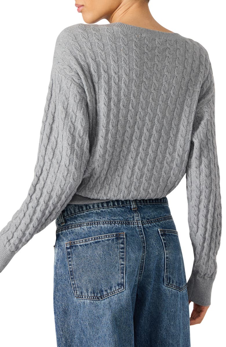 Steve Madden Minna Cable Stitch Sweater, Alternate, color, Grey Heather