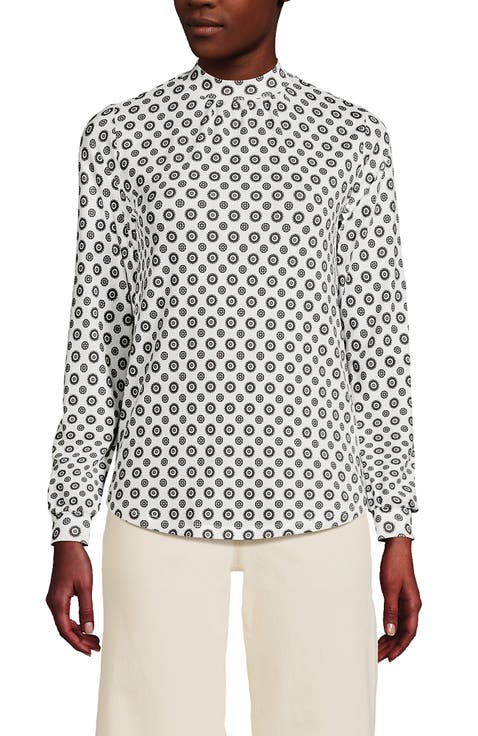 Jersey Long Sleeve Gathered Mock