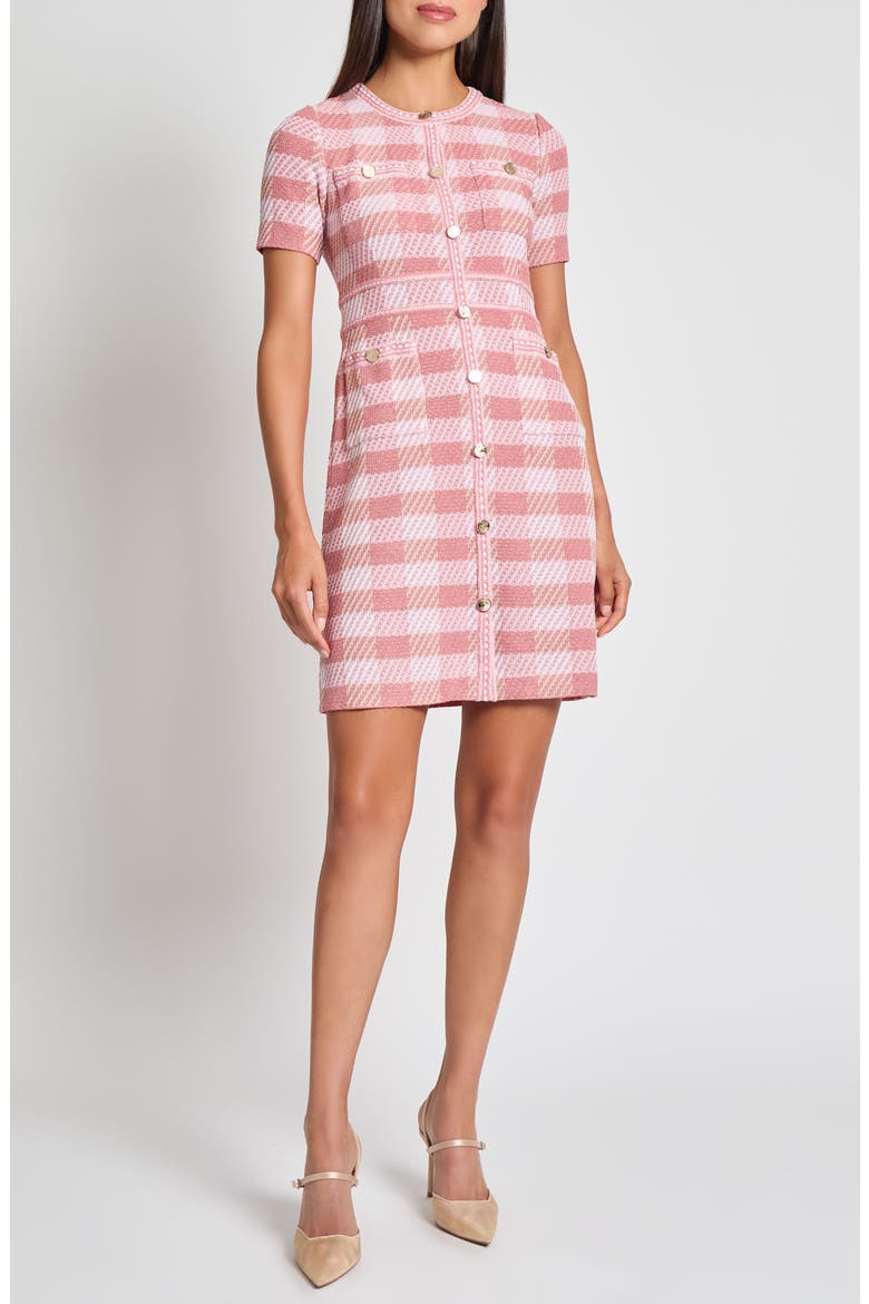 Modern Fit Tweed Sheath Dress, Main, color, HONEY SUCKLE