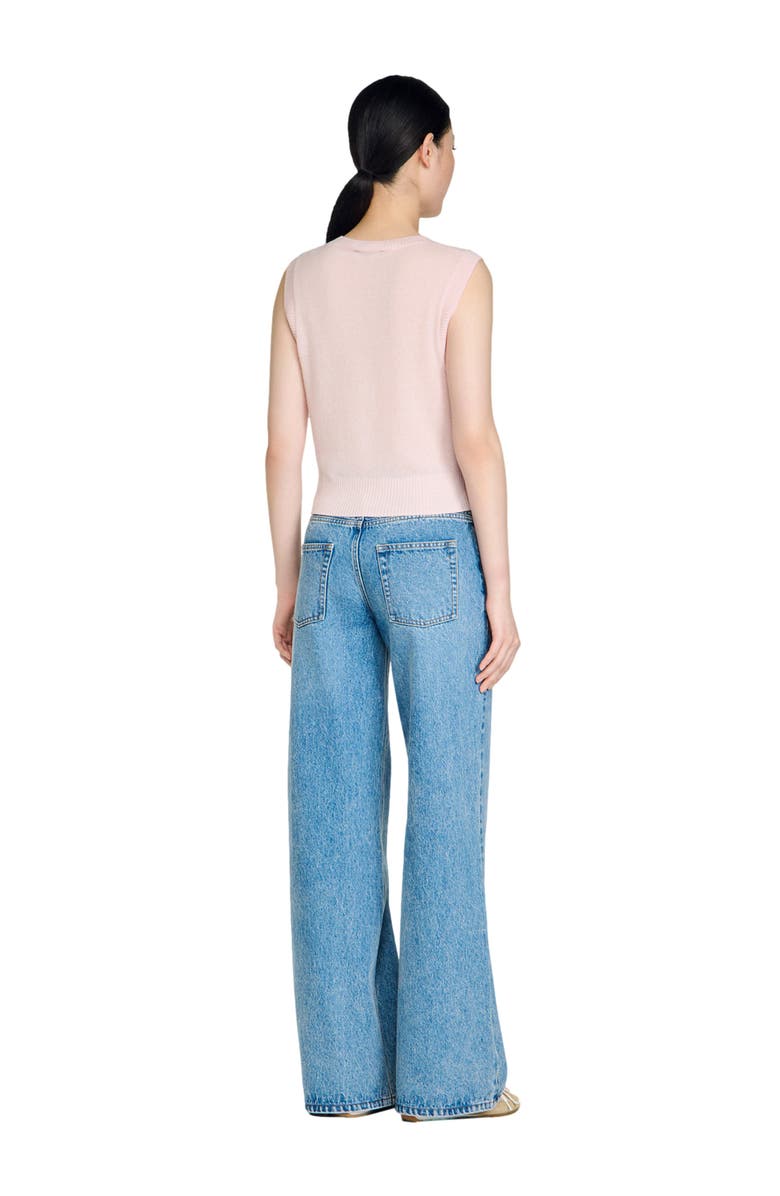 SANDRO Embroidered short wool cashmere vest, Alternate, color, Light Pink