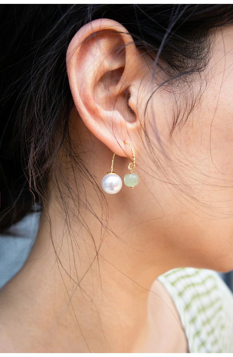 seree Ana Pearl jade thread earrings, Alternate, color, Light Green