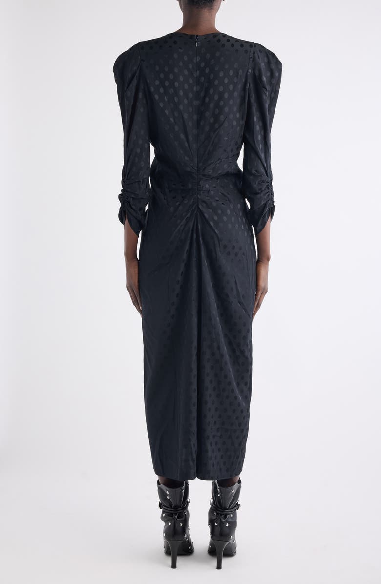 Isabel Marant Albini Polka Dot Jacquard Stretch Silk Midi Dress, Alternate, color, Black