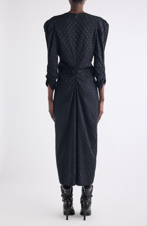 Isabel Marant Albini Polka Dot Jacquard Stretch Silk Midi Dress In Blue