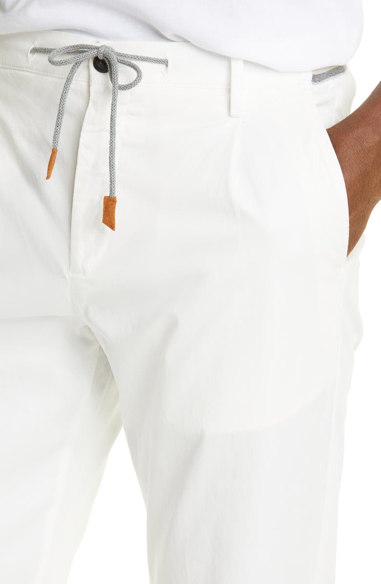 Eleventy Drawstring Waist Pleated Straight Leg Stretch Cotton Pants, Alternate, color,