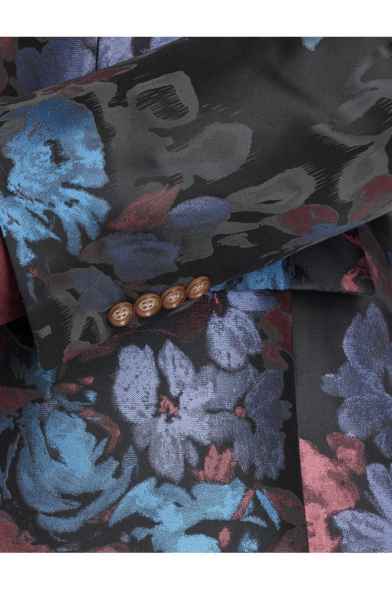 Big & Tall Bold Floral Sport Coat, Alternate, color, BLACK