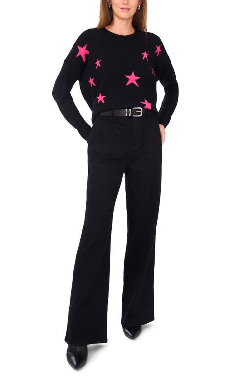 Vince Camuto Star Crewneck Sweater In Black