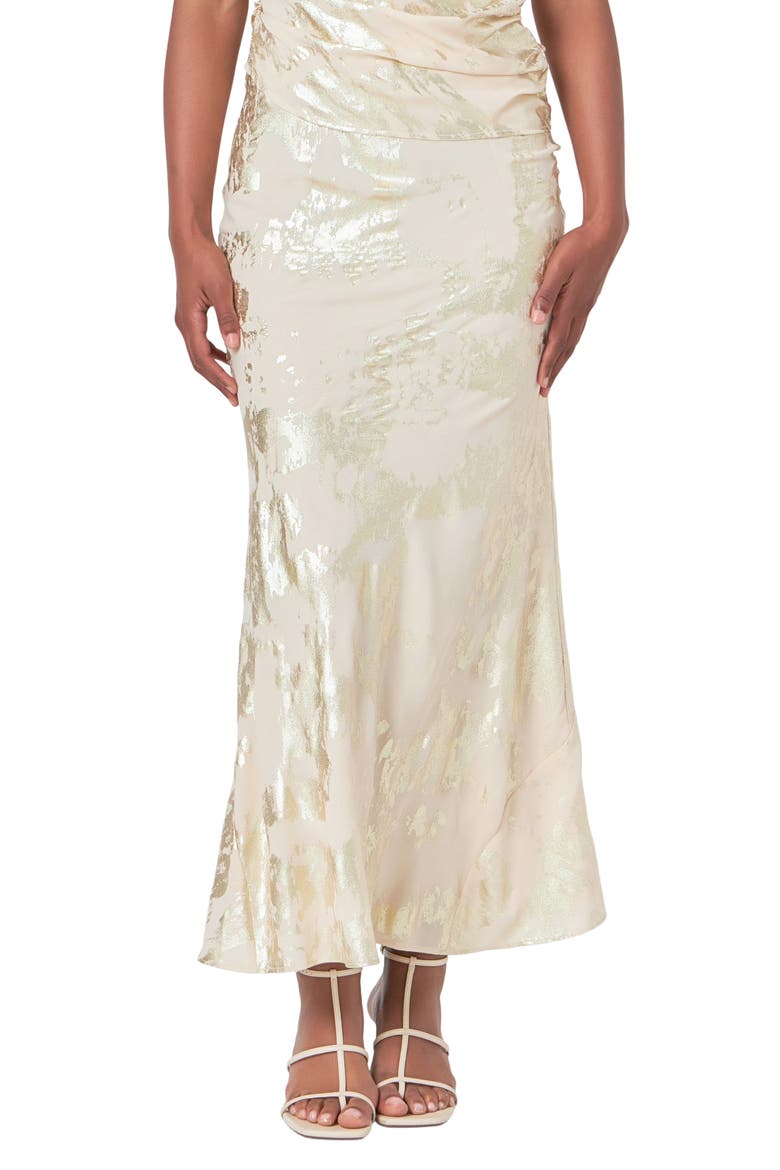 Foil Print Skirt, Main, color, IVORY