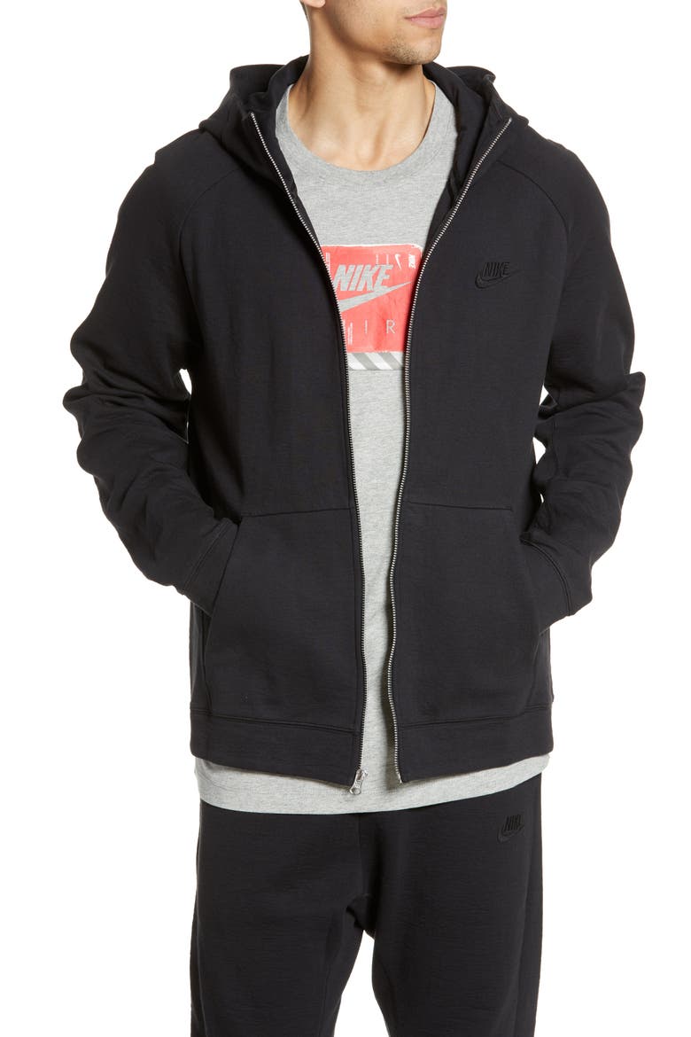 Tech Wash Full Zip Hoodie, Main, color, BLACK