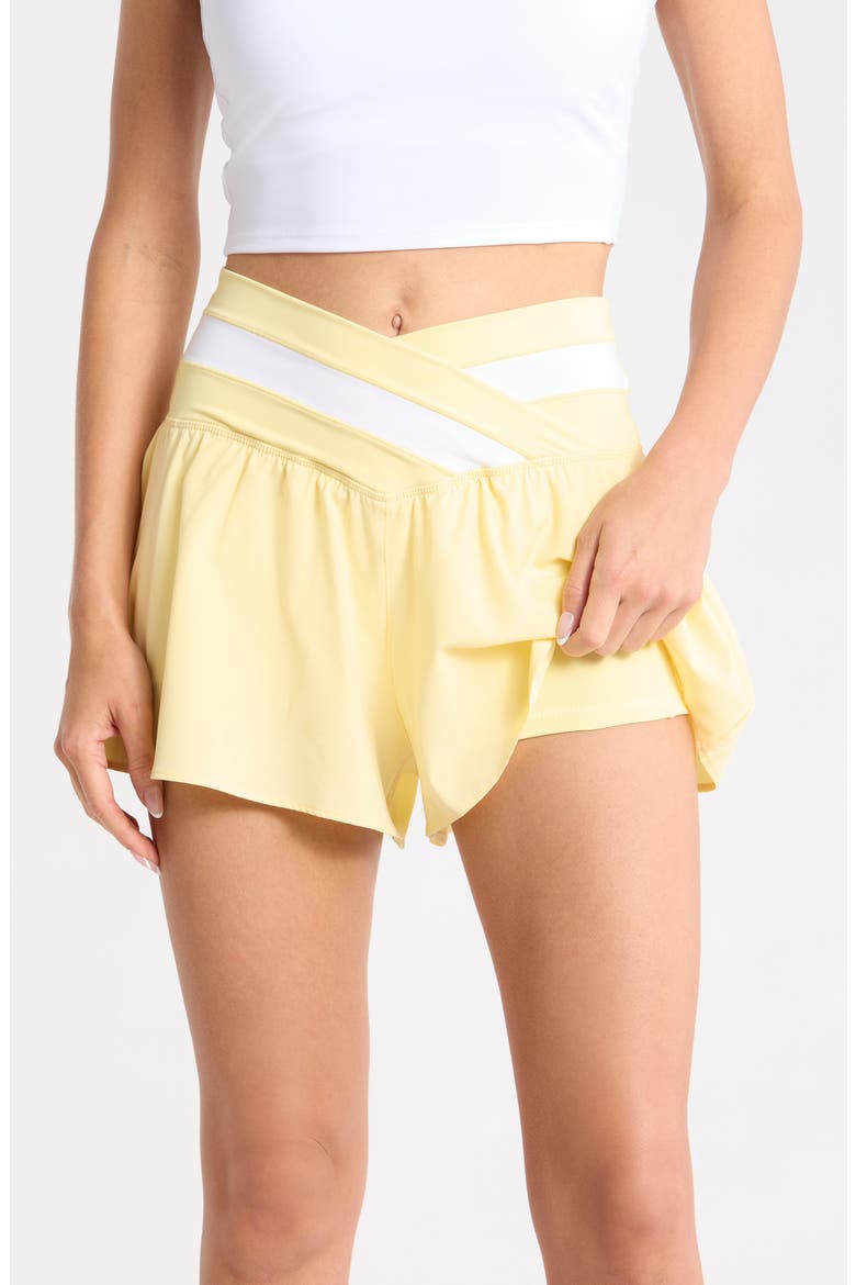 Lux Fiona Lightstreme Hybrid Crossover Waist Shorts, Alternate, color, DAFFODIL