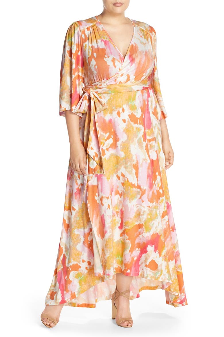 Kimono Style Maxi Dress, Main, color, LAVA LAMP PRINT