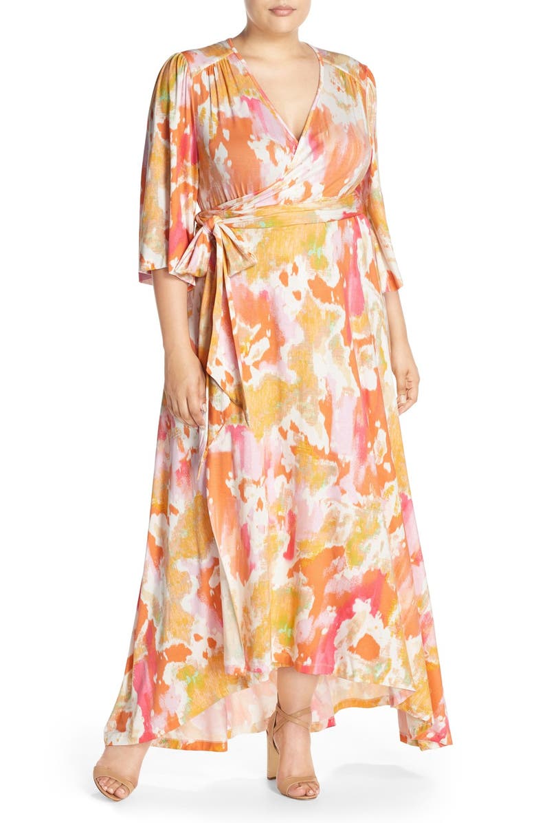 Melissa McCarthy Seven7 Kimono Style Maxi Dress, Main, color, 