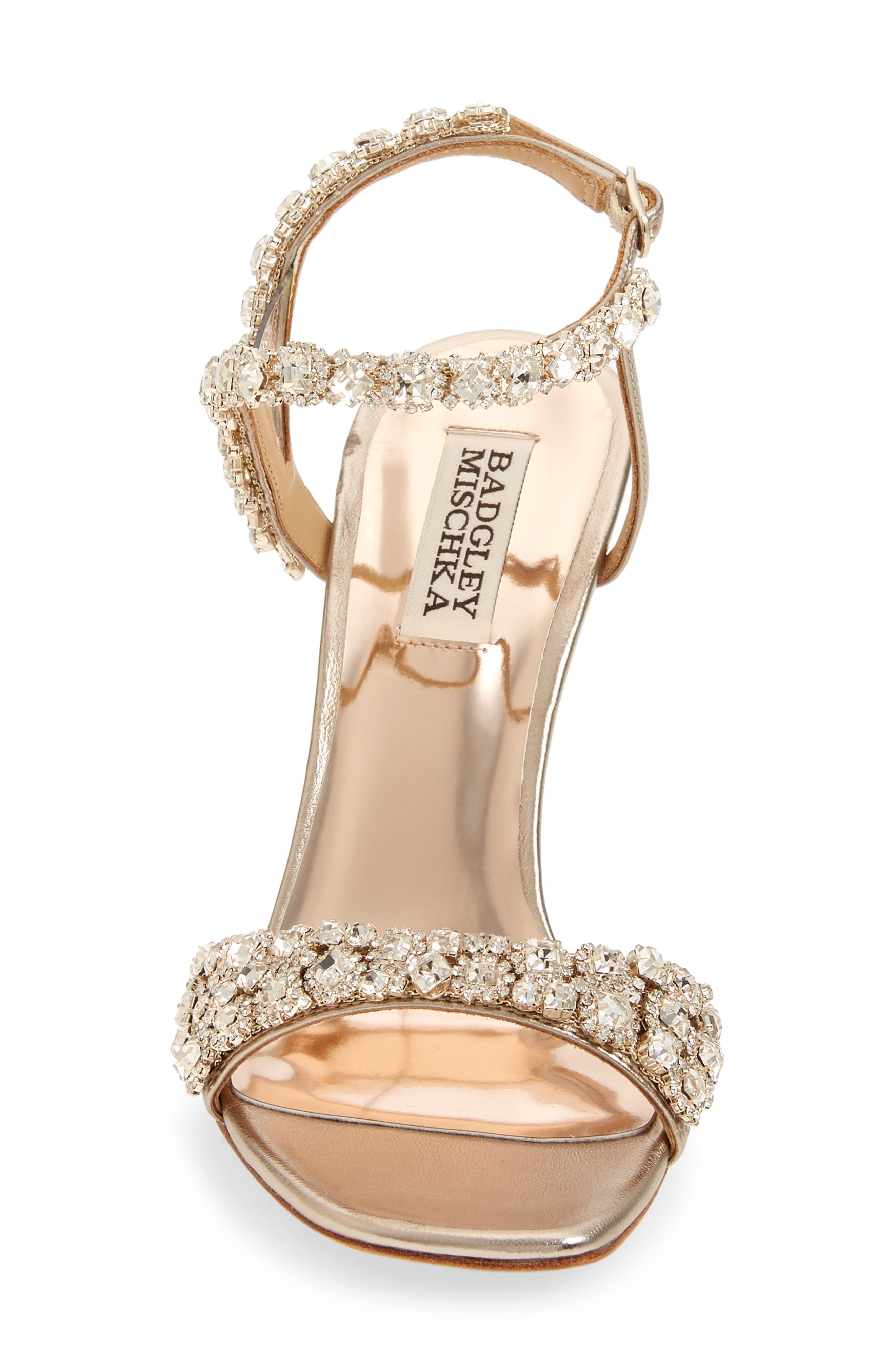Badgley Mischka Collection Galia Embellished Sandal, Alternate, color, Champagne Nappa Leather