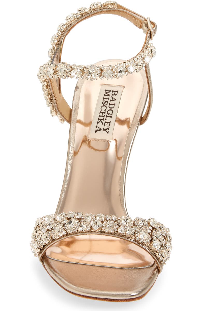 Badgley Mischka Collection Galia Embellished Sandal, Alternate, color, Champagne Nappa Leather