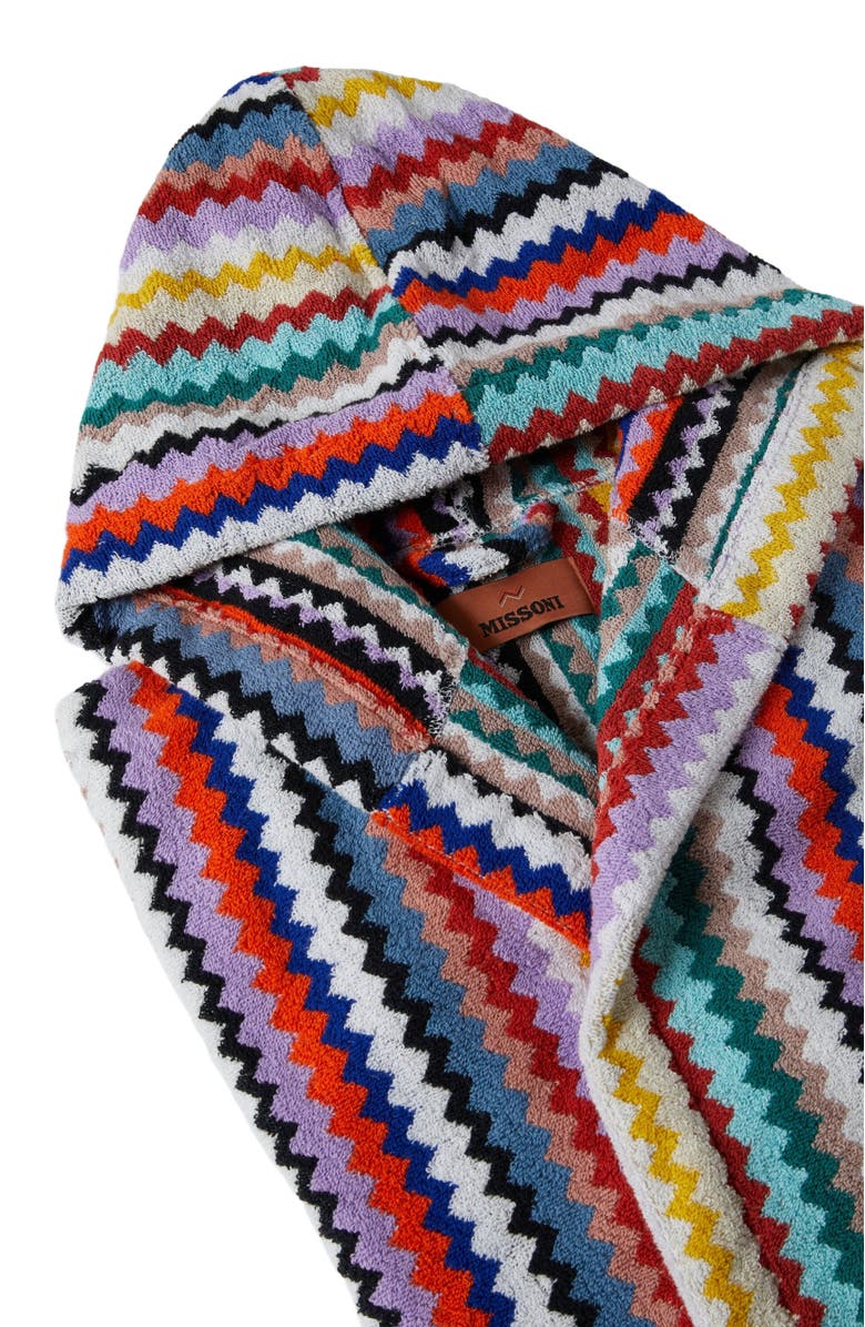 Missoni Home Riverbero Bathrobe In Cotton Terry With Zigzag Pattern, Alternate, color, Multicoloured