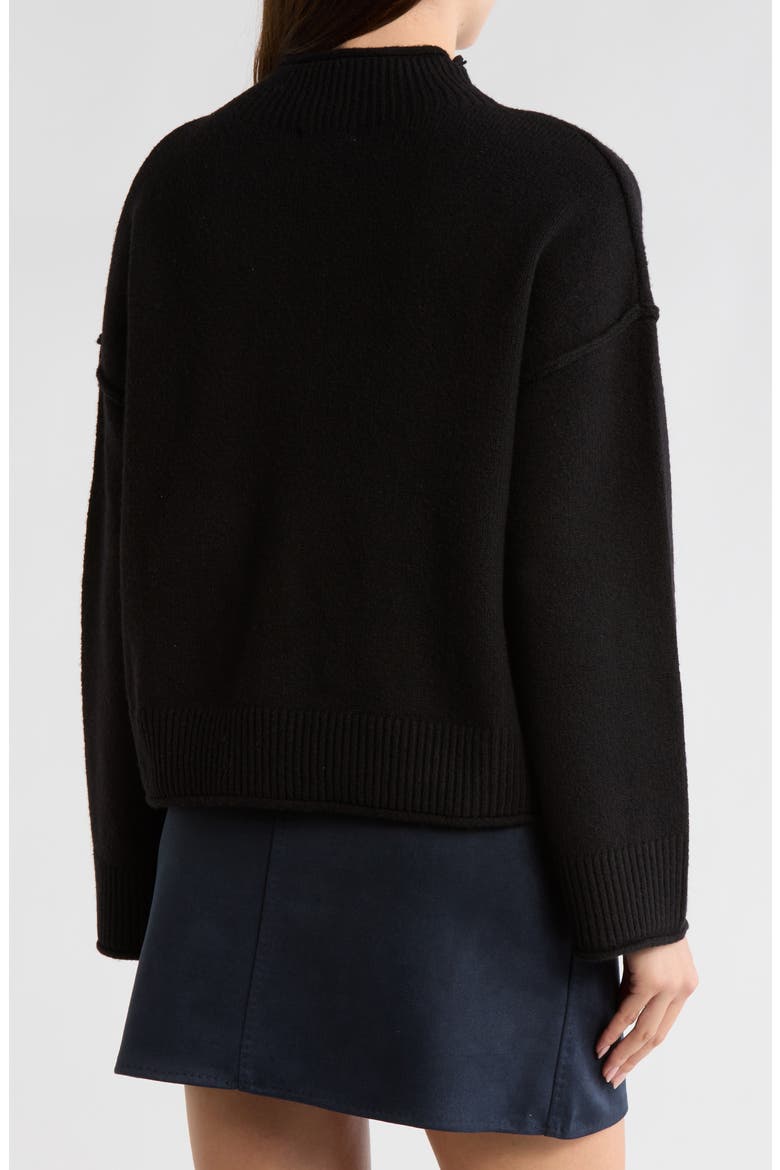 Exposed Seam Turtleneck Sweater, Alternate, color, BLACK