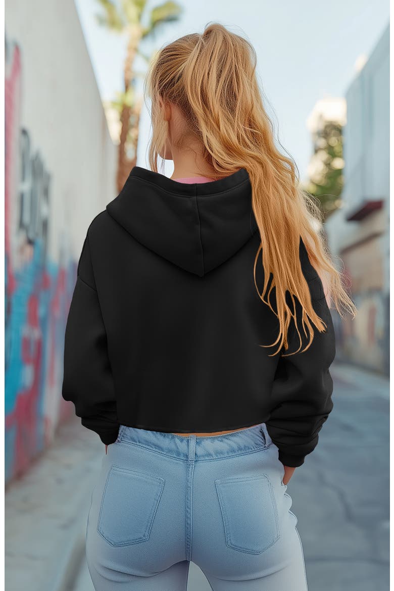 Martini Cropped Hoodie, Alternate, color, Black